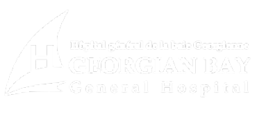 The Georgian Bay hospital logo in white lettering